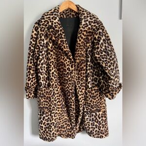 Leopard Print Faux Fur Coat - Women's Animal Print Jacket